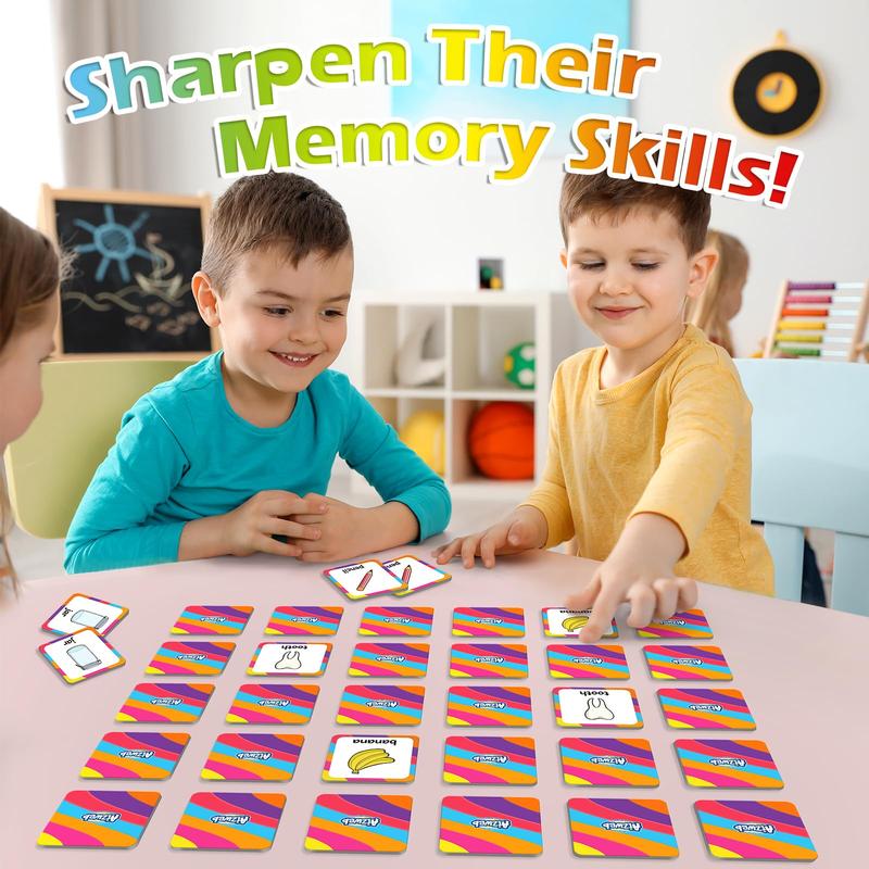 Aizweb First Words Match Game,Memory Game,52 Pcs Flash Cards,Educational Toys for Learning Activities Classroom Must Haves early education