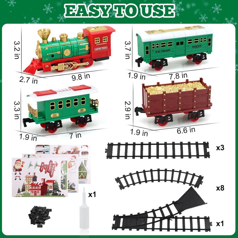 Electric Train Set with Smoke and Light for Toddlers Age 3 4 5 Year Old: Christmas Train Sets for Around The Tree with Adjustable Sound and Music Christmas Birthday Gift for Kids Age 6 7 8+