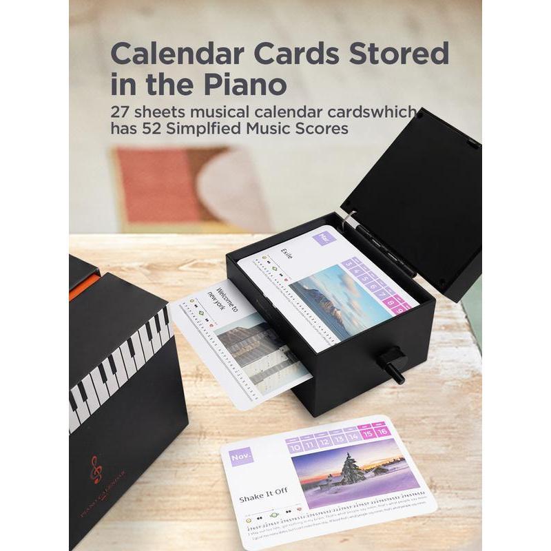 Piano Calendar 2025 with Music Lyrics Mini Piano with 52 Sheet Music in 28 Cards for Fans, Family and Friends Advent Calendar