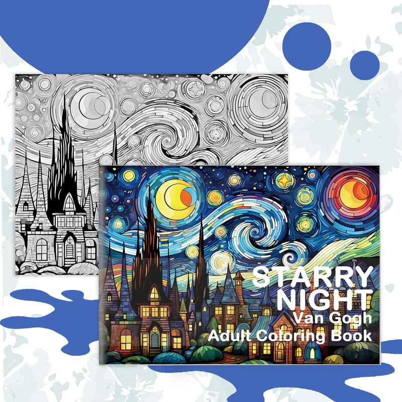 Van Gogh's Romantic Starry Sky Art Theme Coloring Painting, Helps Reduce Stress, Party Gift for Christmas and Other Festivals