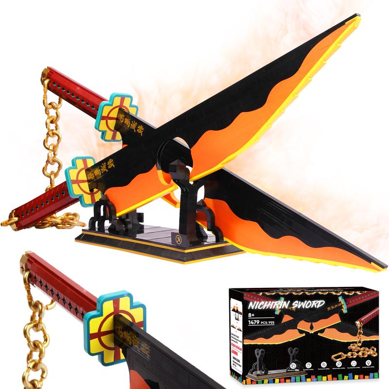 66013,1479 Pieces,DemonSlaye Building Block Set,82in Double Blade Tengen Uzui Toy Building Brick with Stand,Handmade Cosplay Anime Toy Set for Collecting and Gifting Model for Anime fans,Home Decoration,For aged 12 and above,Stress relief toy