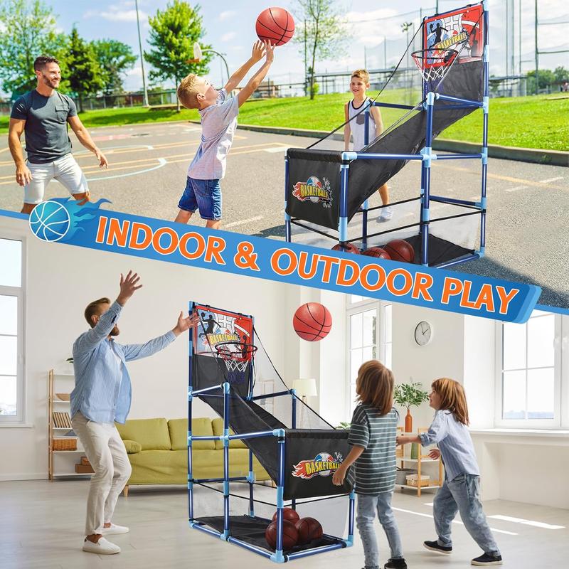 Arcade Basketball Game Set with 4 Ball,for Kids 3 4 5 6 7 8 9 10 +Years Old Boys,Kids Indoor Outdoor Sport Play,Ideal Gift Age 3-5,6-8,8-10