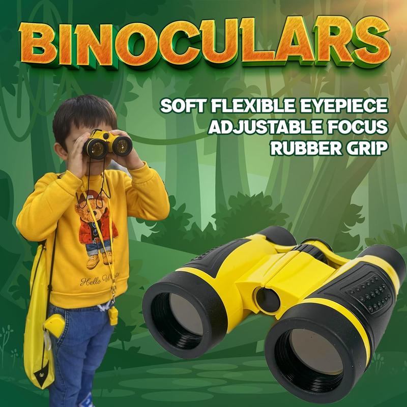 Outdoor Adventure Toys Kit Small Discoverer Set Binoculars Kids Magnifying Glass Compass Flashlight and Whistles for Boys and Girls Attractive Kids