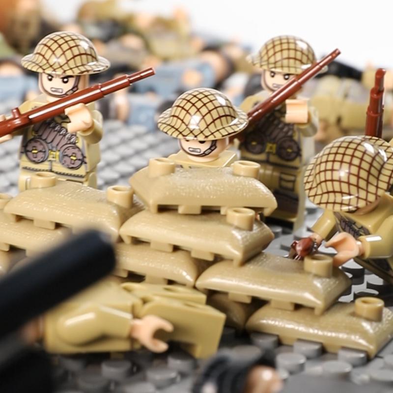 190 PCS WW2 Army Men Figures Sets | World War 2 Military Figures Pack | WW1 Soldier Building Set with Weapons and Baseplate