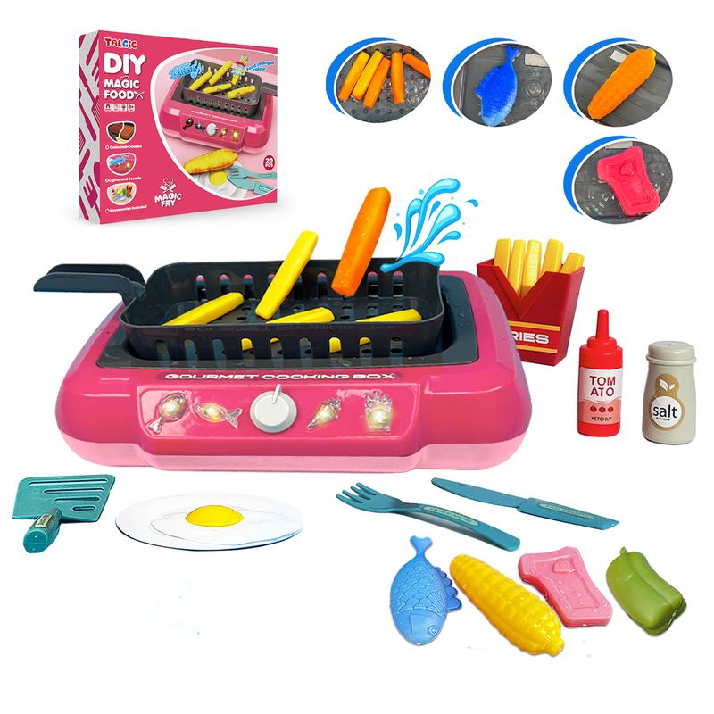 Color Changing Kids Food Fryer Pretend Play Toys for kids 3 - 8 Years Gourmet Cooking Box Tiktok hot toys, gift for boys and girls