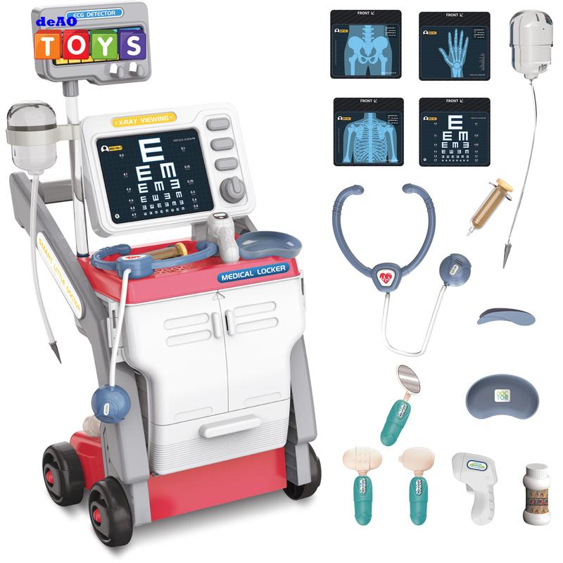 deAO Toys Doctor Kits,Pretend Medical Station Set,Role Play Set,16 PCS Medical Kit Toy with Sound and Light Functions Doctor Roleplay