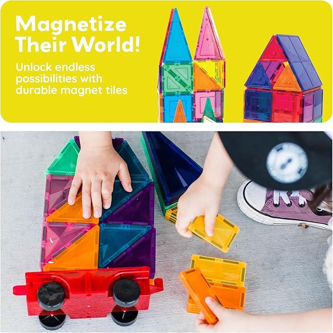 2 Piece Car Truck Construction Kit Toy Set Vehicle, Magnetic Tiles Kids Toys Magnet Toys for Toddler Magnetic Blocks Building Toys Preschool STEM Learning Sensory Montessori Toys for 3+ Year Old Boys and Girls, Safe Creativity Toddler Kids Toys, Gifts