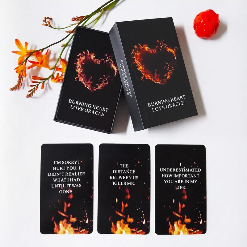 Burning Heart Love Oracle Cards Deck - Twin Flame Oracle Cards - Gain Insight into What the Person is Thinking or Trying to Communicate with You