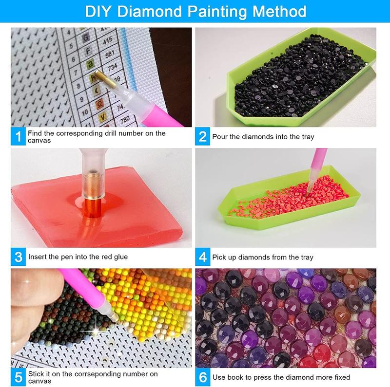 5D Adult Diamond Art Painting Kit,Villain Diamond Painting Kit-6 Pieces,Round Diamond Digital Painting Kit,Gemstone Art Painting Kit,DIY Diamond Painting Kit for Beginners (11.8x15.7 inches)