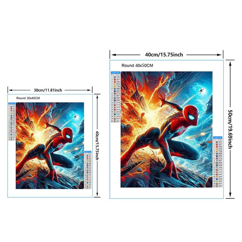 Spider-Man and Explosive Fire Pattern DIY Diamond Arts Colorful Painting Kit without Frame, DIY 5D Diamond Arts Colorful Painting for Bedroom Home Wall Decor