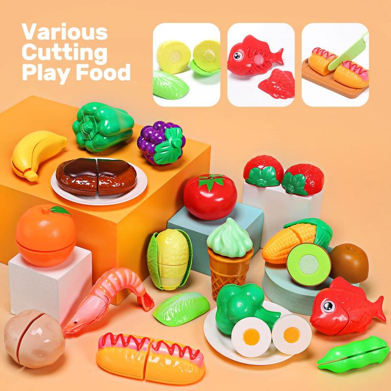 Play Kitchen Accessories Toy, Play Food Sets for Kids Kitchen, Kids Kitchen Set for Kids with Play Pots, Pans, Kids Kitchen Playset, Play Kitchen Toys for Girls Boys