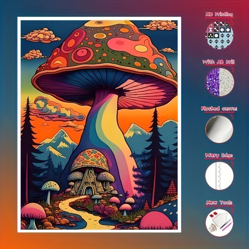 Mushroom Pattern DIY Artificial Diamond Painting Without Frame, Creative Wall Hanging Decoration Toy, Cartoon Housewarming Gift, Early Education Craft Project