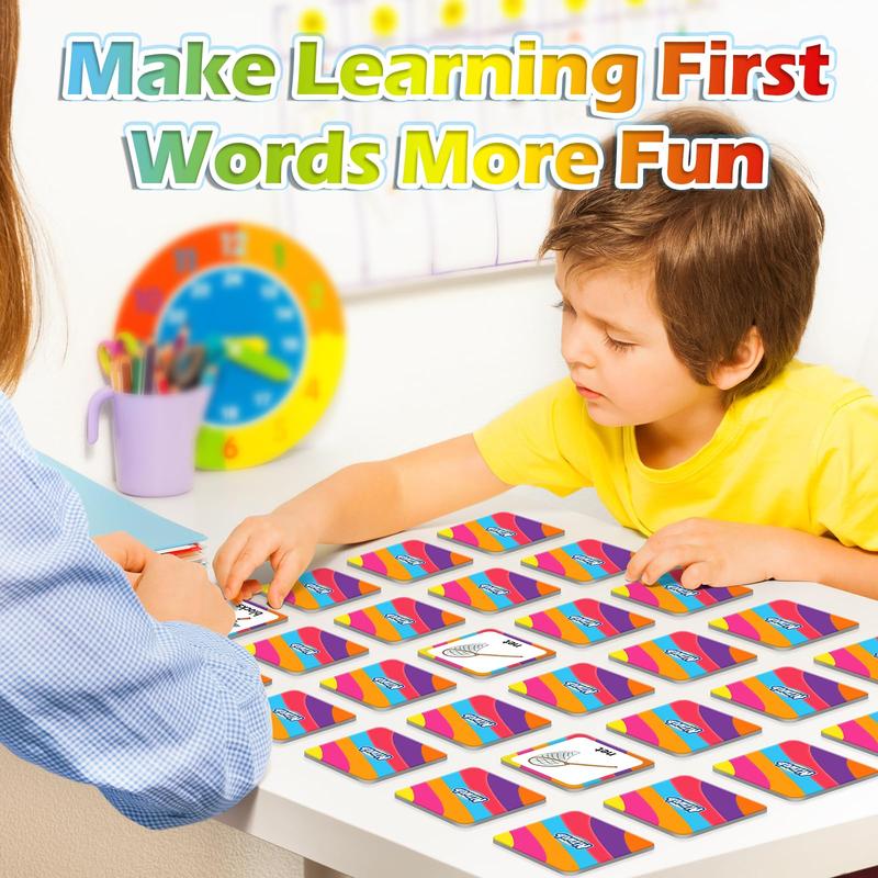 Aizweb First Words Match Game,Memory Game,52 Pcs Flash Cards,Educational Toys for Learning Activities Classroom Must Haves early education