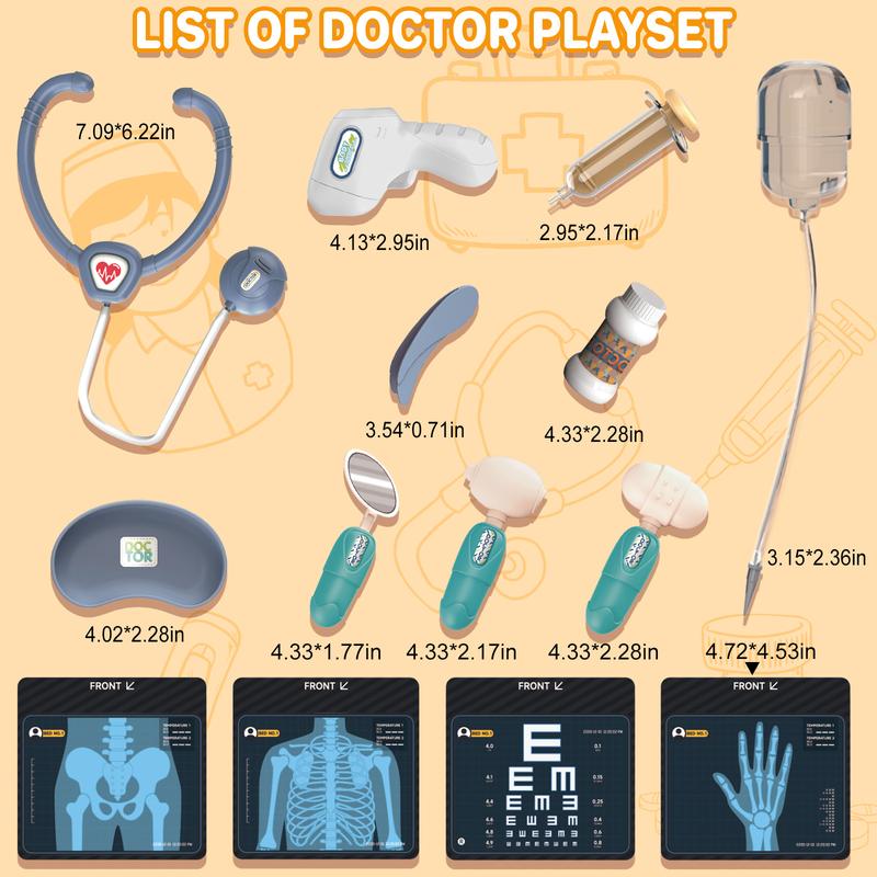 deAO Toys Doctor Kits,Pretend Medical Station Set,Role Play Set,16 PCS Medical Kit Toy with Sound and Light Functions Doctor Roleplay