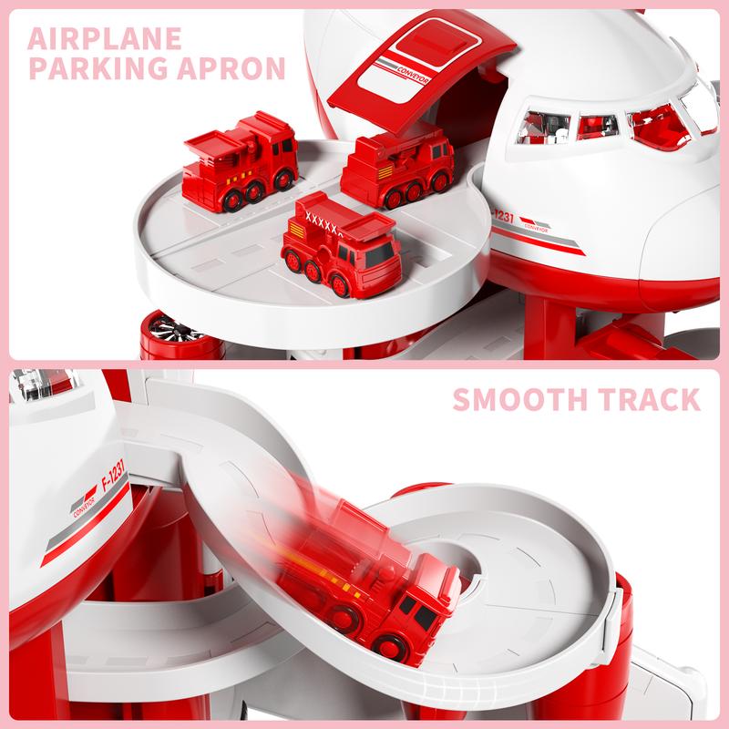 Flying Toys Multifuntional Airplane Toyset with Road Signs, Inertial Cars & Map