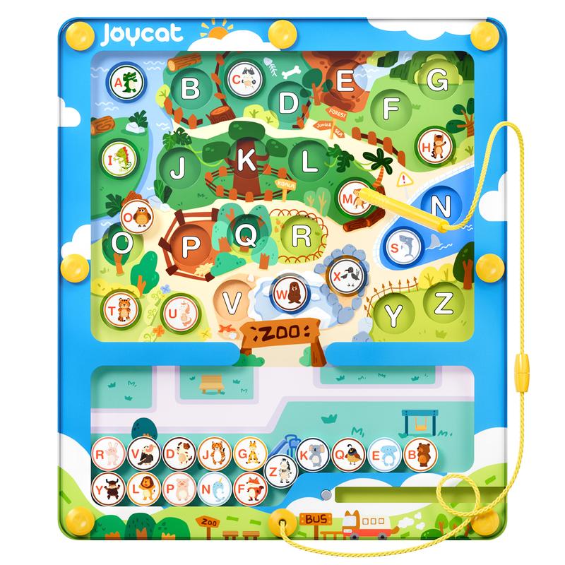 JoyCat Magnetic Alphabet Maze Board, Montessori Learning Toys and Color Sorting Toys, Color Puzzles, ABC Alphabet Magnets Fine Motor Skills Toy