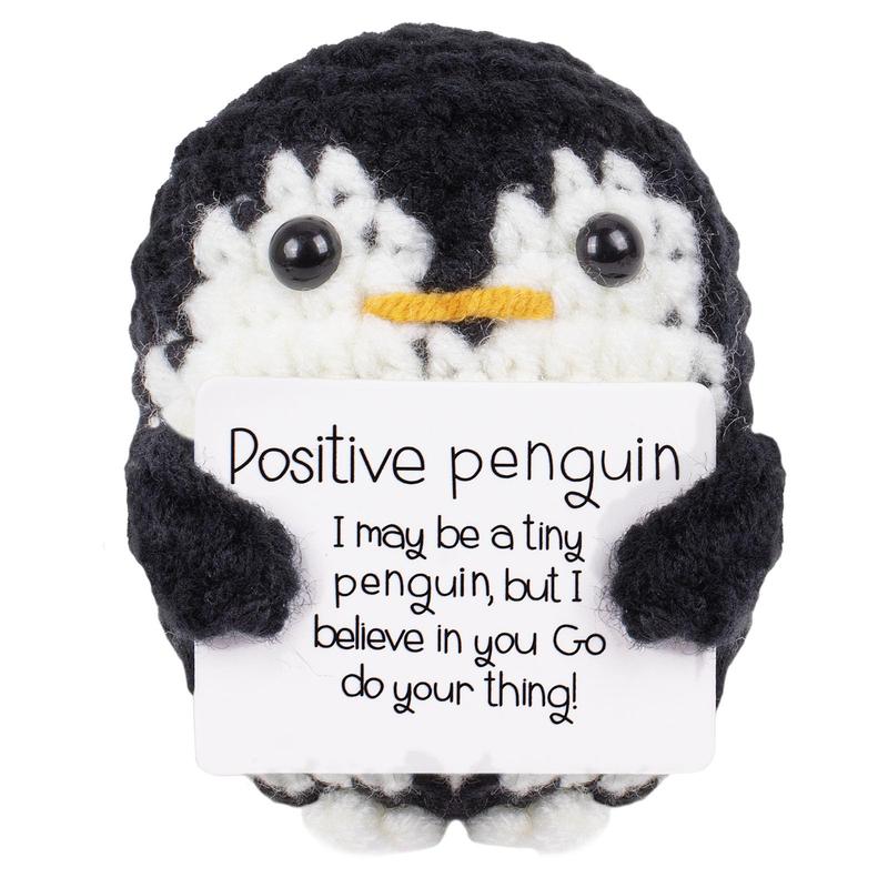 Christmas Positive Penguin Design Crochet Plush Toy, Cute Penguin Plushie, Cute Animal Plush Toy, Knitted Plush Toy, Crochet Toy, DIY Crochet Supplies, Christmas Gift