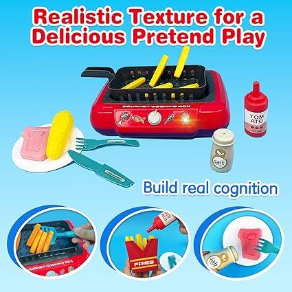 Color Changing Kids Food Fryer Pretend Play Toys for kids 3 - 8 Years Gourmet Cooking Box Tiktok hot toys, gift for boys and girls