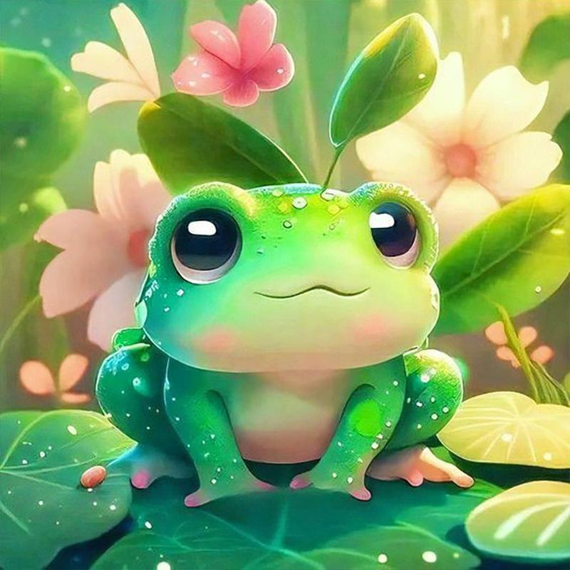 Frog Pattern DIY Diamond Arts Colorful Painting Without Frame, DIY 5D Diamonds Decorative Art Painting Kit, Wall Art Decor