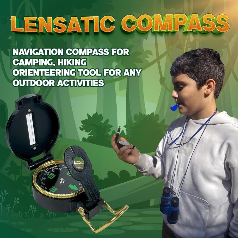 Outdoor Adventure Toys Kit Small Discoverer Set Binoculars Kids Magnifying Glass Compass Flashlight and Whistles for Boys and Girls Attractive Kids