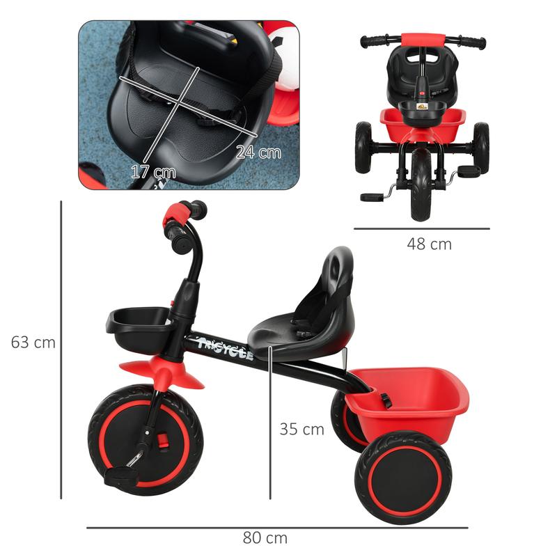 Toddler Tricycle for Kids 2-5 Years with Adjustable Seat, Bell, Basket, and Comfortable Handlebar Grips for easy riding! Adjustable Toddler Balance Bike Infant Balance