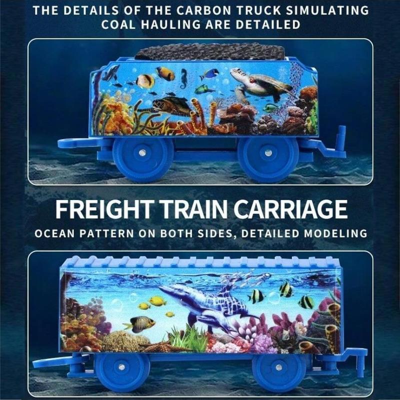 Ocean Train Toy (1 Set), Electric Ocean Train Toy, Assembled with Circular Train Tracks, Best Birthday Gift