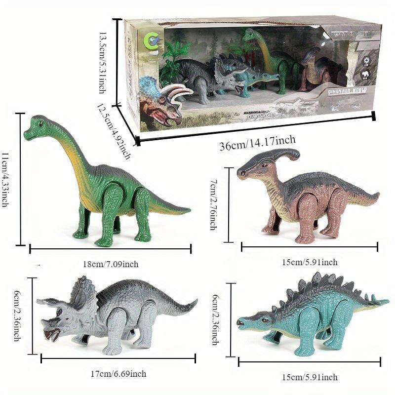 The Boy Received a Set of Dinosaur Toy Gifts, Including a Wind-up Mechanical Animal Toy with Automatic Walking. This Is a Birthday Gift for Children. Christmas, Halloween Gift