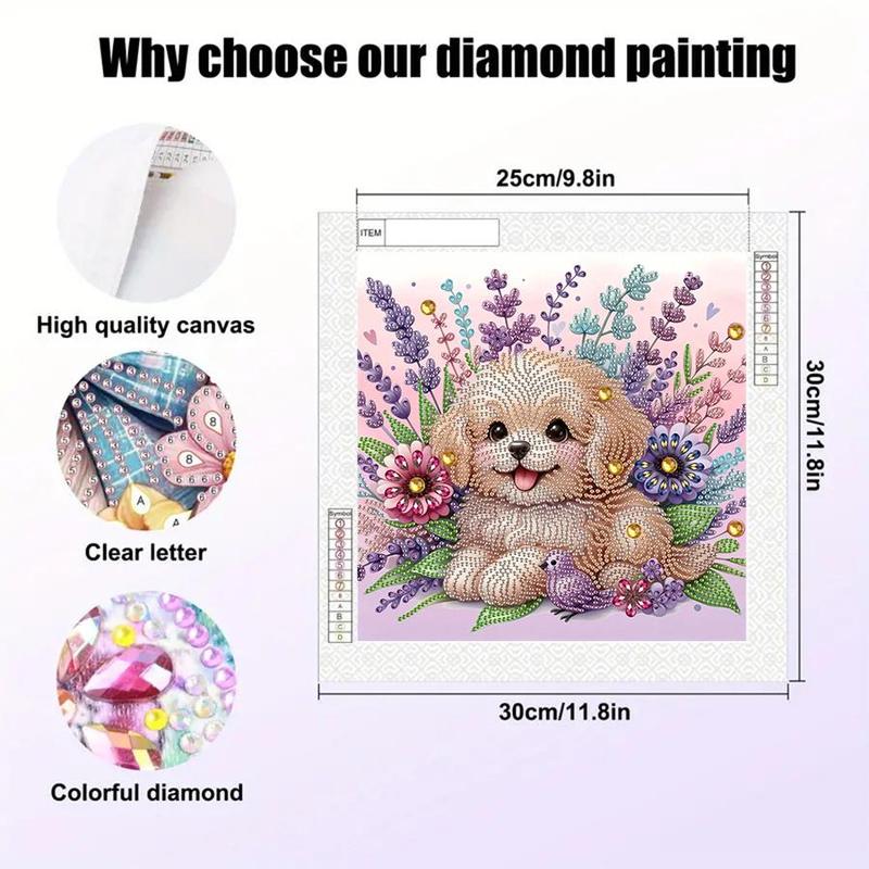 Cute Dog Pattern DIY Diamond Arts Colorful Painting Kit without Frame, DIY 5D Diamond Arts Colorful Painting for Home Wall Decor