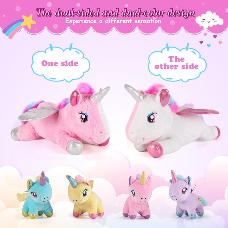 5 Pieces Unicorn Stuffed Animals - 1 Mommy Stuffed Unicorn with 4 Babies - Unicorns Gifts for Girls Ages 3 4 5 6 7 8, Unicorns Plush Toys for Christmas, Valentine's, Birthday Gifts (Pink) Unicorn Gifts stuffed animals kid baby