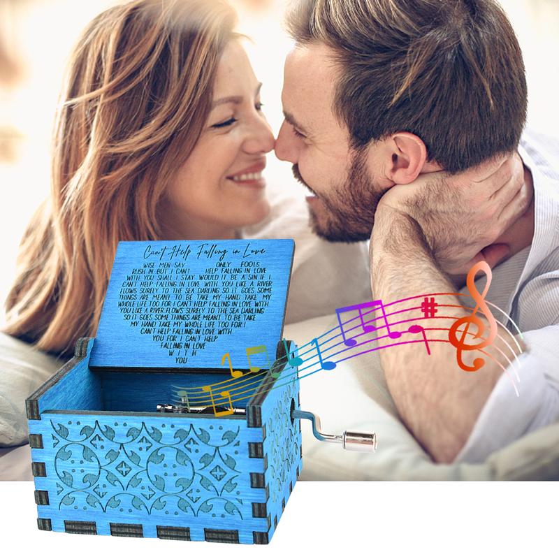 Can't Help Falling in Love Wood Music Box, Antique Engraved Musical Boxes Case for Love One Wooden Music Box - Gifts for Lover,Boyfriend,Husband,Wife tonie figur caja  musical