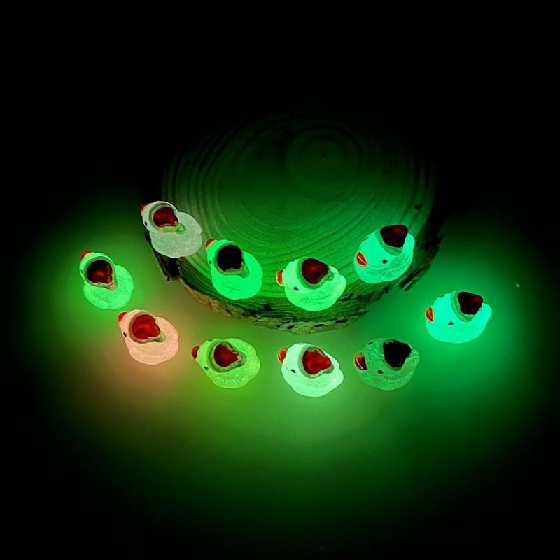 Mini Cartoon Duck Decorative Ornament, 20pcs 50pcs Luminous Duck Decoration, DIY Handmade Resin Accessories, Micro Landscape Decoration, Fish & Aquatic Supplies, Christmas Gift