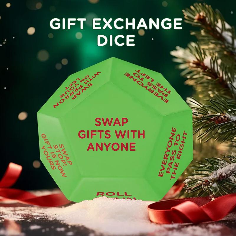 Santa Swap Gift Exchange Dice, 2025 New - Santa Swap Gift Exchange Oversized Die,12 Different Sides Gift Exchange Game- 3 X 3 X 3 in,Christmas Party Gift Exchange Dice Game,for Family Party (1PCS)