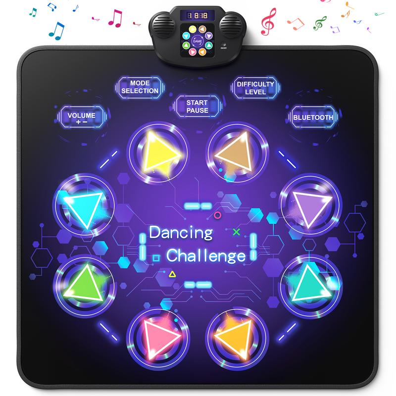 MERACH Dance Mat Bluetooth Electronic Dance Pad with Light-up 6-Button 8-Button Built-in Music Dance Game Toy Gift for Kids Girls Boys 3-12 Years Old