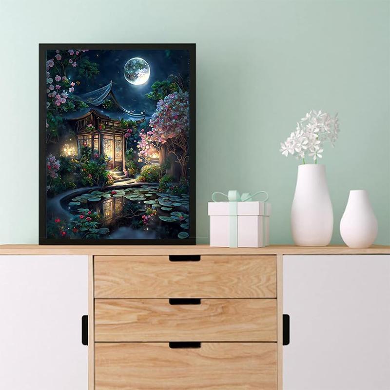 Landscape Diamond Painting Kits for Adults-Moon Night Diamond Art Kits for Adults,Round 5D Scenery Gem Art Kits for Adult DIY Crafts Kits Gift Home Wall Decor Gifts(16x12inch)