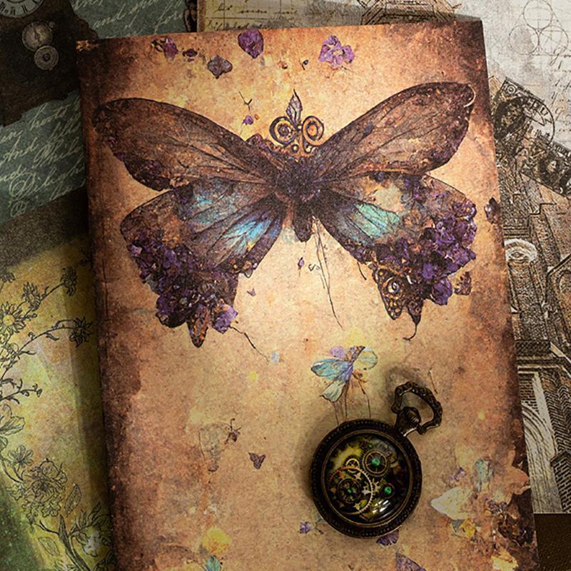 Vintage Envelope Paper, 40 Sheets pack Dark Style Butterfly Floral Pattern Scrapbooking DIY Paper, Scrapbooking Supplies for DIY Craft, Romantic Decorations