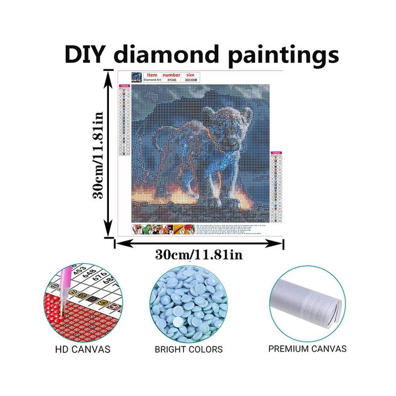 Lion Pattern Diamond Art Painting Kit, 1 Count DIY Diamond Art Painting by Numbers Kit, Wall Art Decor for Home Living Room Bedroom