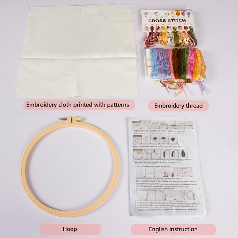 Snowman Pattern DIY Embroidery Kit, 1 Set Embroidery with Hoop Suture Practice Kit for Adults, Christmas Handmade Unfinished Products Gifts