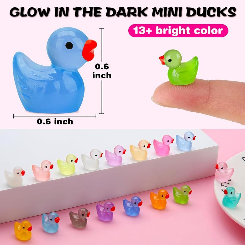 240pcs Luminous Mini Resin Ducks, Tiny Duck Bulk Glow in The Dark Small Plastic Miniature Ducks Figures