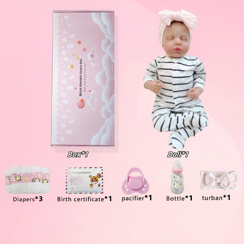 SGAFESZE Reborn Baby Doll, Realistic Newborn Male Baby Doll, 18 Inch Lifelike Newborn Male Baby Doll Weighted Doll Boy with Feeding Toy Accessory Set, Great Gift Set for Grandma Kids 3+