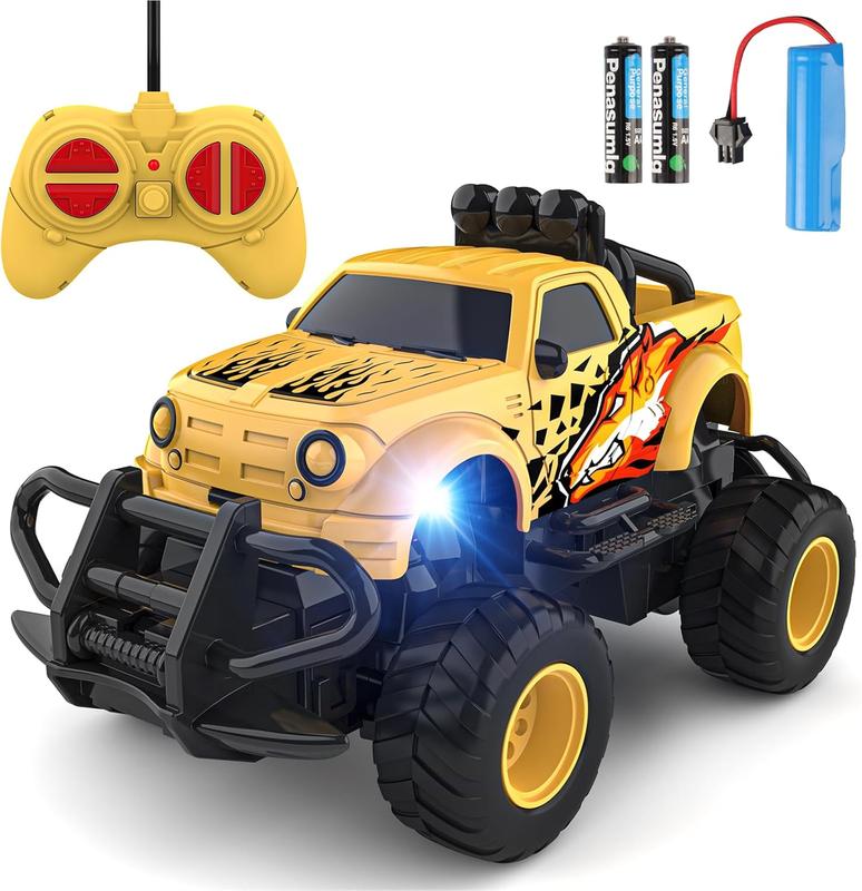 Remote Control Car for Boys 4-7, 1:43 Scale Mini RC Car for Kids 3-5, Car Toys Truck Xmas Birthday Gifts for Toddlers 3 4 5 6 7 Year Old Boys (Yellow)