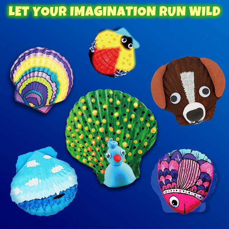 Christmas 2024 Gifts Toys for Kids Nicmore Sea Shells Art & Crafts: Glow in The Darkness Painting Kits Crafts for Kid Gift for Boys Girls Art Supplies Activities Toy Gifts for Kids