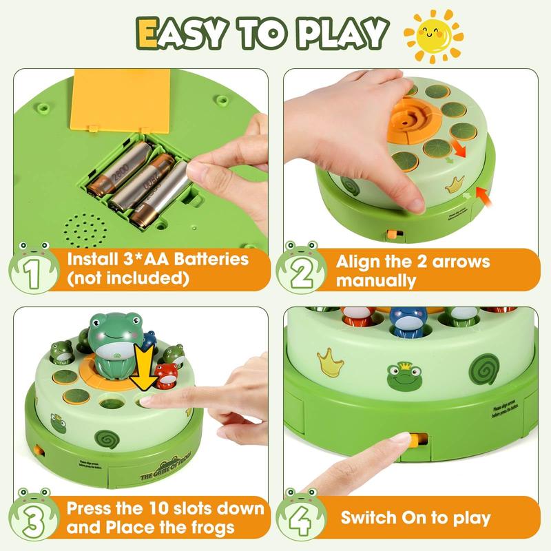 Frog Pop Out Catch Toys for Ages 3-13, Musical Rotate Bounce Catch Board Game Interactive Kids Toys, 3 Years Old Boys Girls Toy Gifts