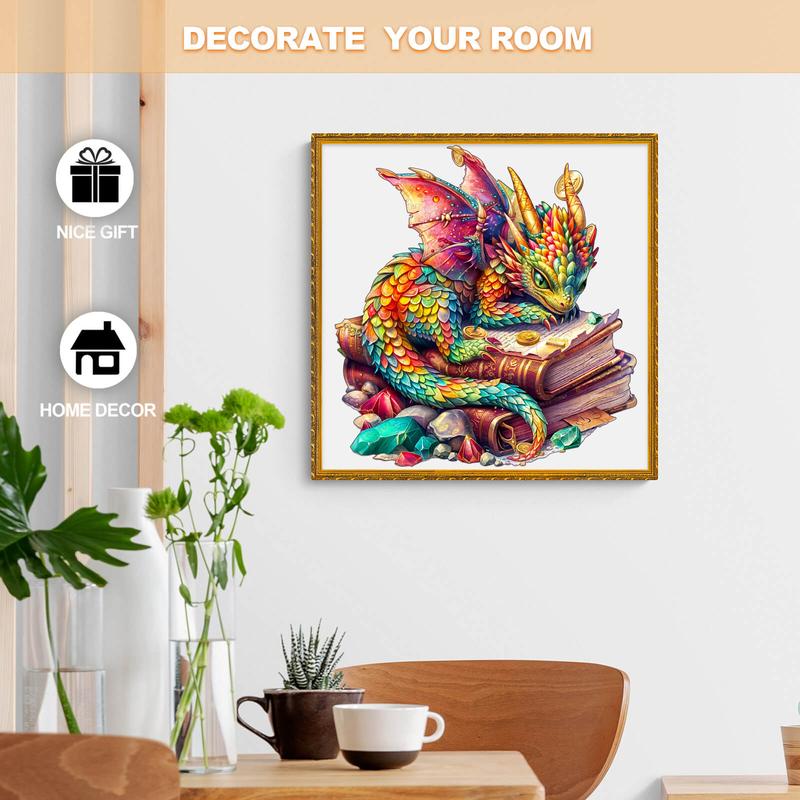 Jeweled Dragon Wooden Jigsaw Puzzle - Perfect for Kids and Adults Alike