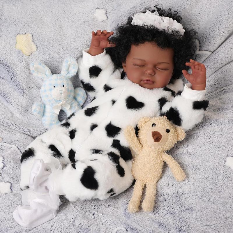 BABESIDE Lifelike Reborn Vinyl Baby Dolls Black Girl - 18 Inch Soft Feeling Realistic-Newborn Baby Dolls Cute Real Life Baby Dolls with Gift Box for Kids Age 3+