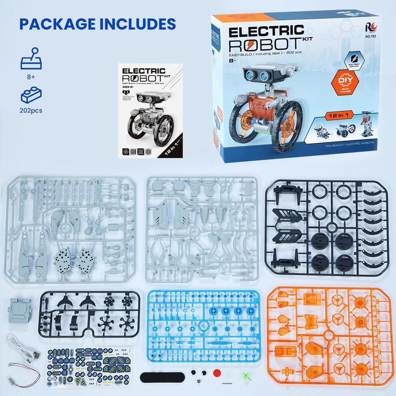 Robot Toy Building Kit, 12 in 1 Science Building Kits for Boys Girls Kids 8-16, Robotics Powered by USB, DIY Educational Gifts for Christmas