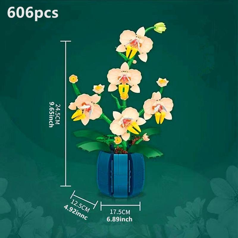 606pcs set Flower Design Building Blocks, Creative Flower Pot Building Blocks, Interlocking Plastic Blocks Set, Creative and Educational Building Blocks For Boys & Girls Best Gift Toy