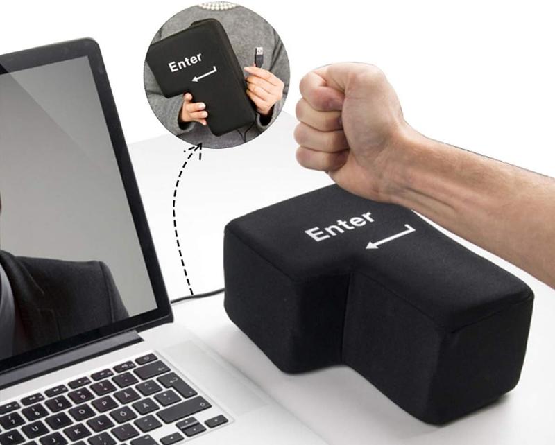 Giant Enter USB Big Enter Key Relieve Stress Toy, Creative Super Sized Big Enter Button Comfortable Economic Desktop Pillow Anti-Stress Punch Bag