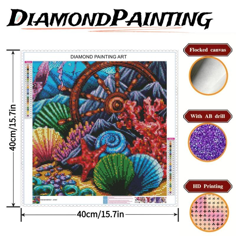 Sea Shell Pattern DIY Diamond Arts Colorful Painting Kit without Frame, 1 Count DIY Decorative Art Picture for Beginner, Wall Art Decor for Home Living Room Bedroom