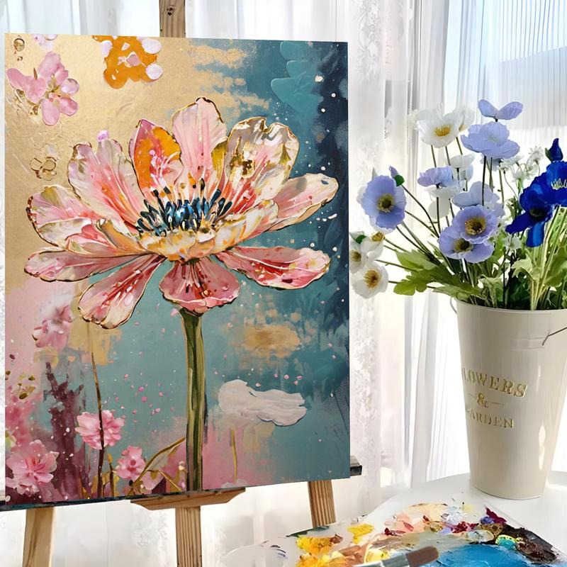 Flower Pattern DIY Painting By Numbers Kit Without Frame, 1 Set DIY Paint By Numbers Kit, Wall Art Decoration for Home Living Room Bedroom