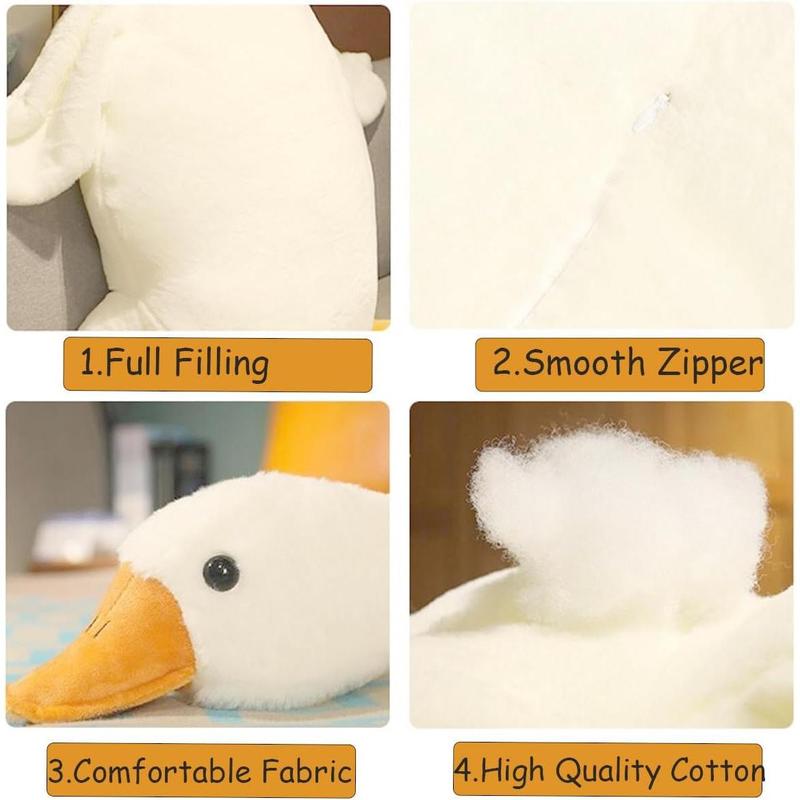 19.5 Inch Goose Feather Plush Animal Plush Goose Down White Swan Pillow Toy for Boys Girls Kids Toys Gifts